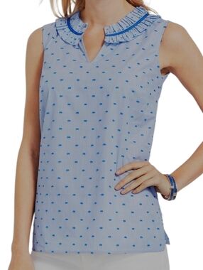 Talbots Top Ruffle Split Neckline, Sz M petite